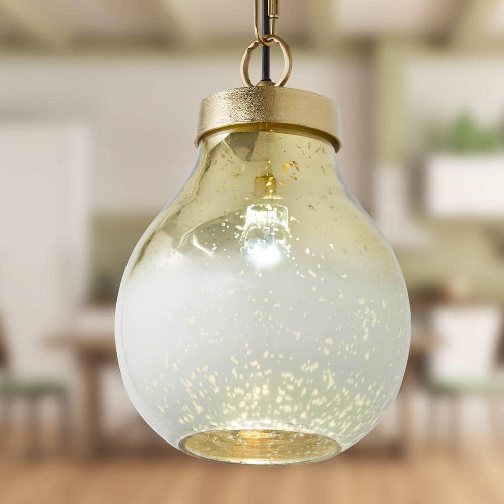 Gold and Cream Ombre Mercury Glass Bell Pendant Light