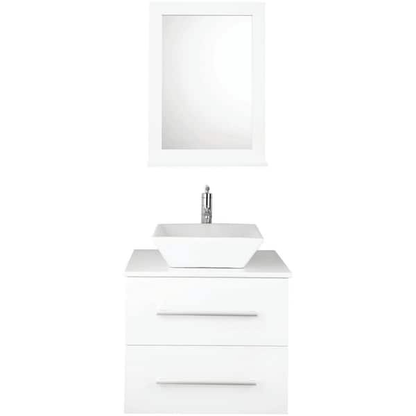 Garrido Bros. and Co. Alicia II 24 in. W x 19 in. D x 19 in. T Single Vessel Sink Vanity Set and top in Washed Wood with Mirror