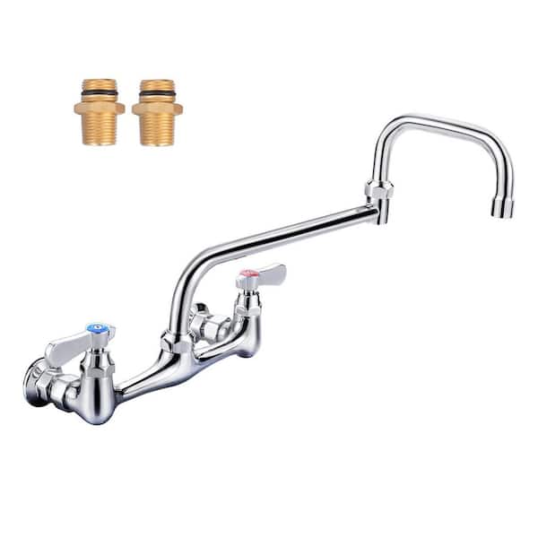 8 in. Center Commercial Wall Mounted Pot Filler with Double Joint Swing Arms in Chrome