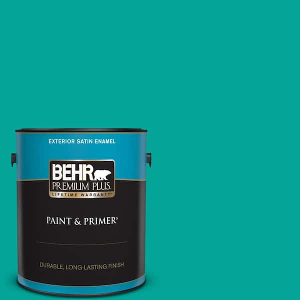 BEHR PREMIUM PLUS 1 gal. Home Decorators Collection #HDC-MD-22 Tropical Sea Satin Enamel Exterior Paint & Primer