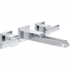 Ara 2-Handle Wall Mount Bathroom Faucet Trim Kit in Chrome with Open Channel Spout (Valve Not Included)