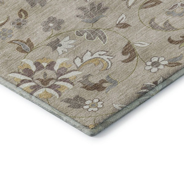 Mayfield Premium Machine Washable Abstract AMF1006 Beige 8 ft. x 10 ft. Area Rug