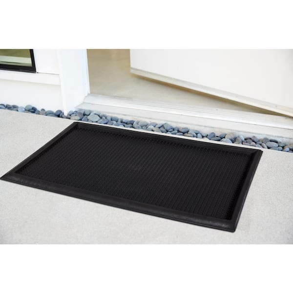 Ottomanson Easy Clean, Waterproof Indoor/Outdoor Rubber Boot Tray, 15 x  30, Black