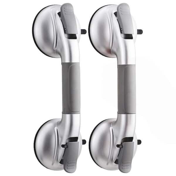 2-Pack 14.9 in. Grab Bar in Silver, 330 lb. Load Capacity, Shower Bar with Upgraded Rubber Suction Cups, Easy to Install