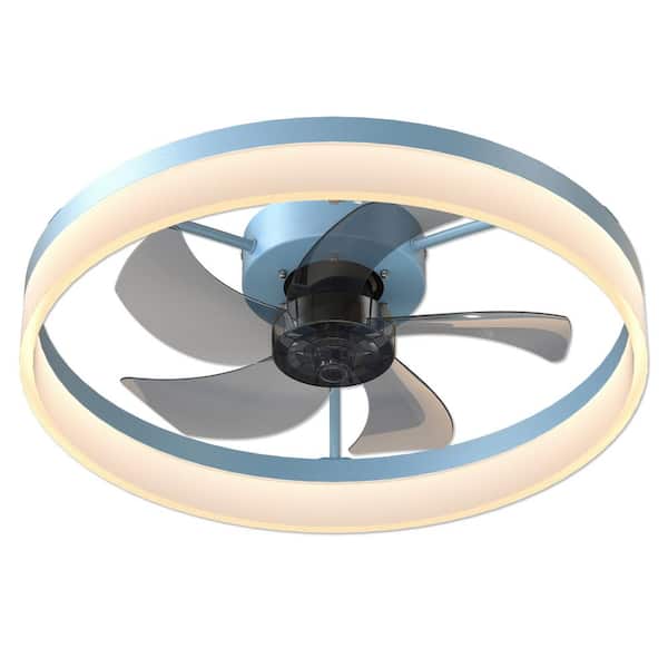 Jushua 20 in. Dimmable Integrated LED Blue Indoor Fan 6 Speeds Modern Style Fan Light with Remote.