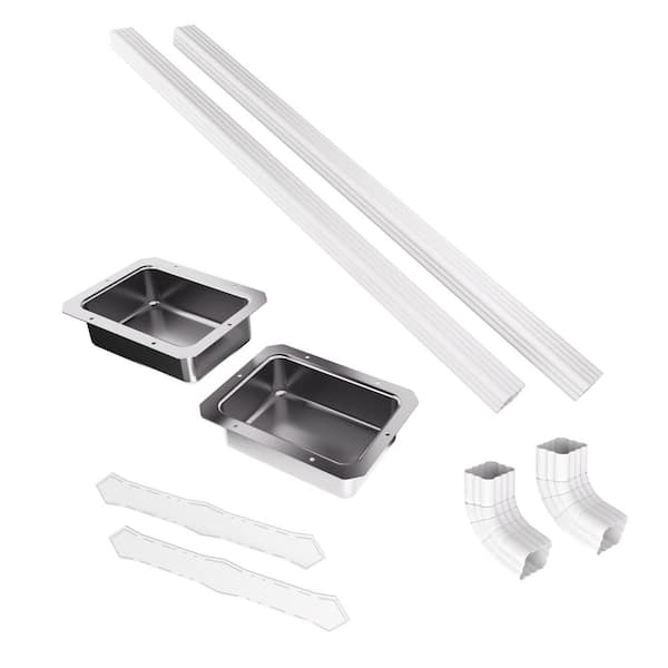 Four Seasons Outdoor Living Solutions 10 ft. White Aluminum Downspout Kit Set of 2, Compatible with Integra TWV Series Patio Covers