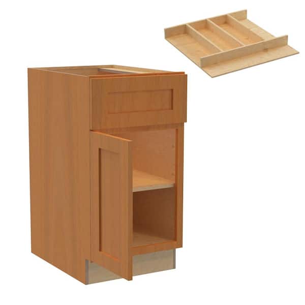 Newport 18 in. W x 24 in. D x 34.5 in. H Assembled Plywood Base Kitchen Cabinet in Cinnamon with Utility Soft Close LH