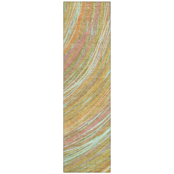 Addison Rugs Chantille Machine Washable Indoor/Outdoor Abstract ACN2094 Gold 2 ft. 3 in. x 7 ft. 6 in. Runner Rug