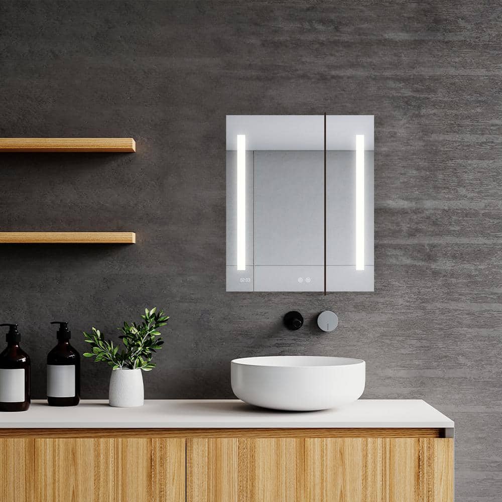 Signature Royale Aluminum LED Medicine Cabinet with Defogger and Clock