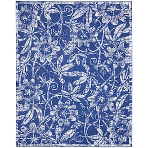 Whimsicle Navy 7 ft. x 10 ft. Floral Contemporary Area Rug