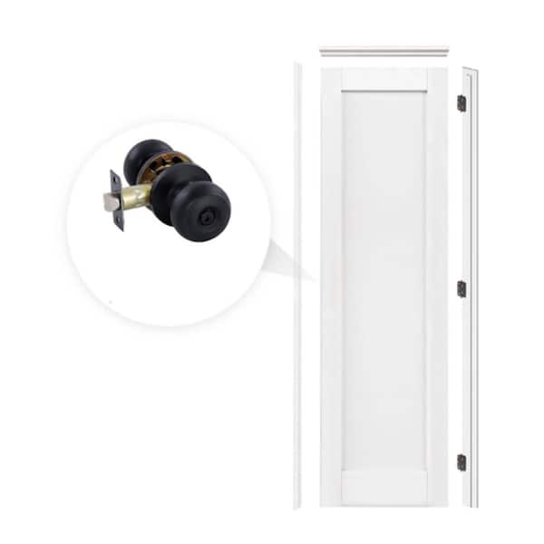 18 in. x 80 in. 1-Panel Right Hand Solid Core White Wood Assembly Required Single Interior Door with Jamb and Knob