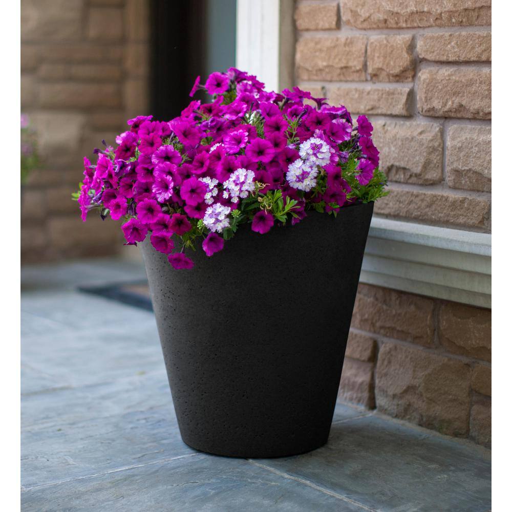 Large Black Concrete Texture Self-Watering Outdoor Planter