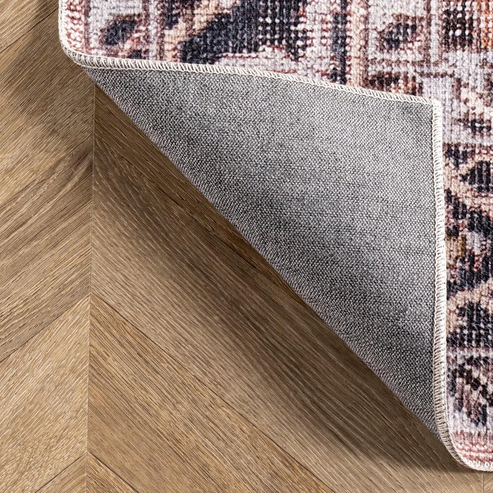Eco-Friendly Sasha 8' x 10' Pink Medallion Washable Area Rug
