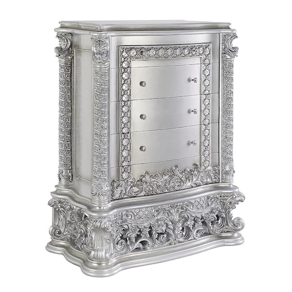 Acme Furniture Valkyrie Antique Platinum Finish 58 in. H Storage Cabinet