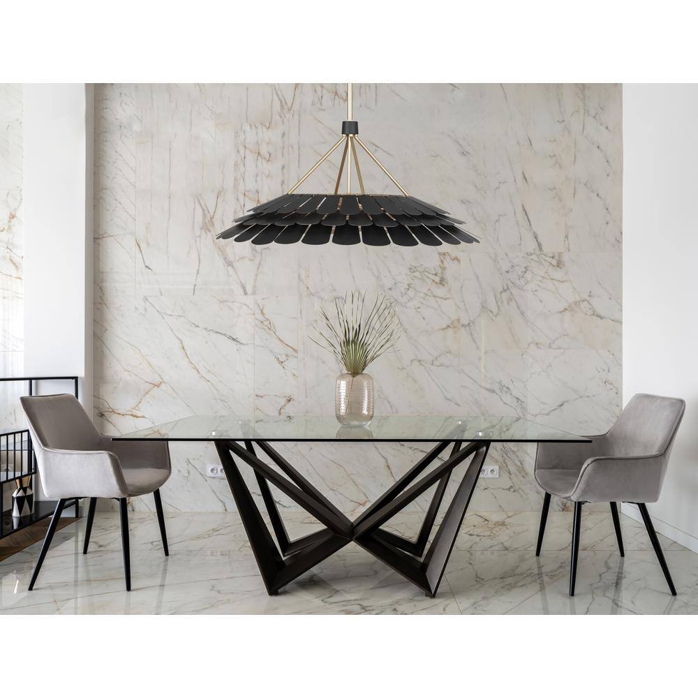 Midnight Black and Gold 6-Light Metal Dome Pendant