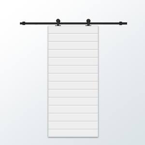 30 in. x 96 in. White Painted Composite MDF Paneled Interior Sliding Barn Door with Hardware Kit