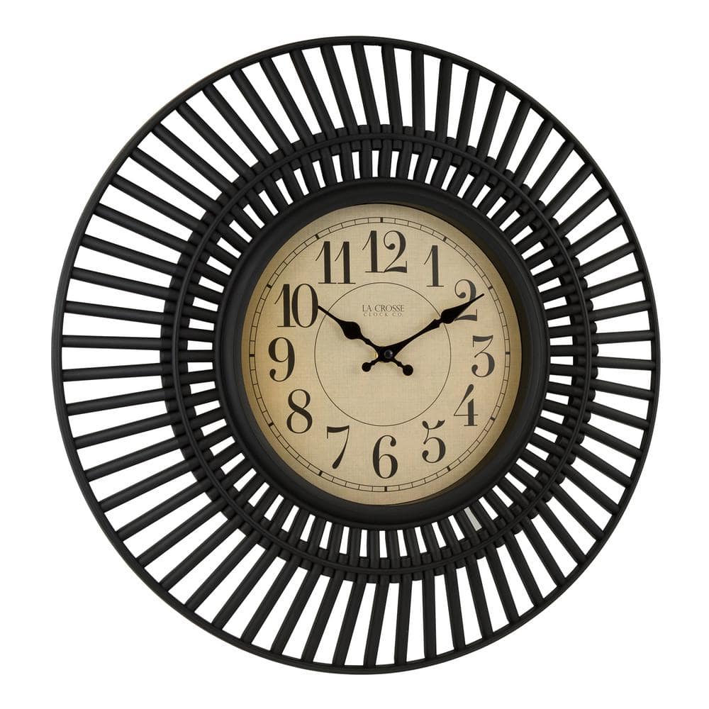 Covington 20-Inch Black Plastic Round Quartz Wall Clock