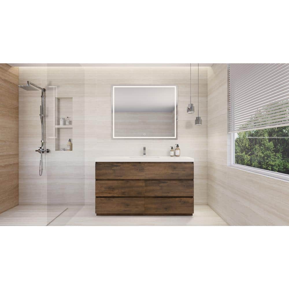 Angeles 60 in. W Vanity in Rosewood with Reinforced Acrylic Vanity Top in White with White Basin price history on PriceWatchPro
