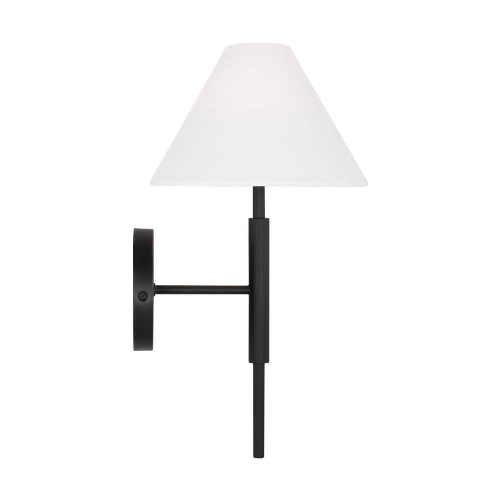 Midnight Black and White Linen Wall Sconce