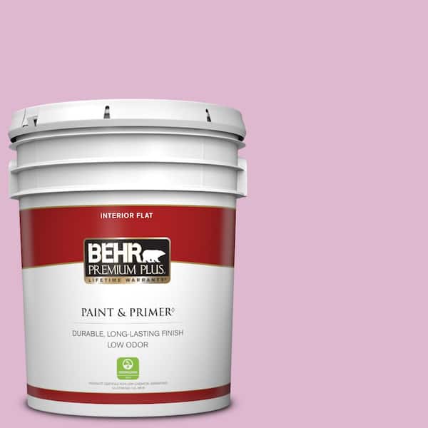 BEHR PREMIUM PLUS 5 gal. #M120-3 Pink Wink Flat Low Odor Interior Paint & Primer