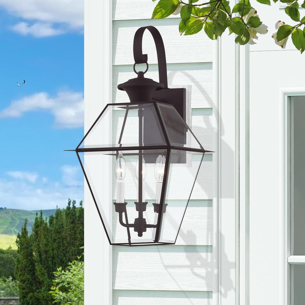 Charleston Elegance Bronze Outdoor Lantern with Clear Beveled Glass