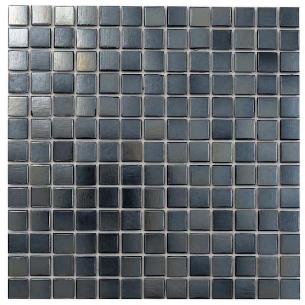 Apollo Tile Nacreous 4" x 6" Glossy Shimmer Black Glass Mosaic Uniform square Wall and Floor Sample Tile 0.13 sq. ft./Piece (1-Pack)