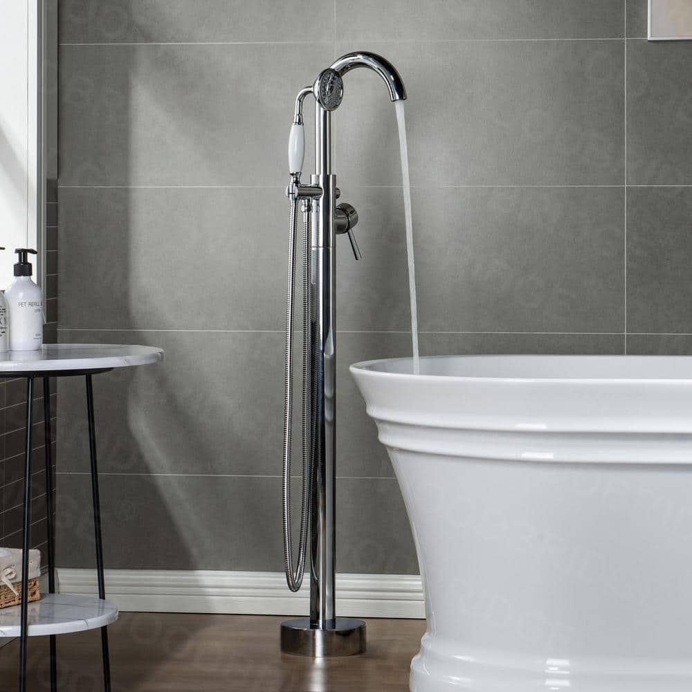 Mammoth Single-Handle Freestanding Floor Mount Tub Filler Faucet with Hand Shower in Chrome price history on PriceWatchPro