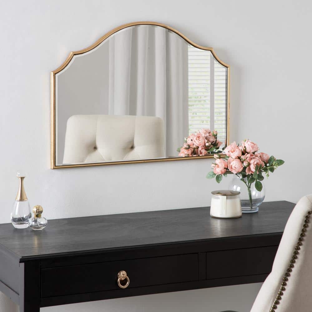 Leanna Scalloped Gold Full-Length Arch Wooden Mirror