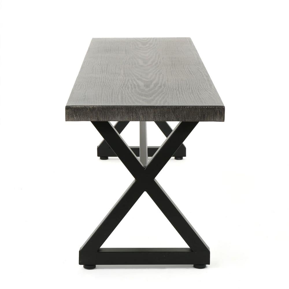 Rosarito Modern Industrial Aluminum and Steel Outdoor Dining Bench - Gray/Black
