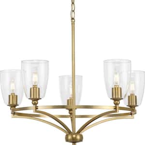 Parkhurst 25.25 in. 5-Light Brushed Bronze New Traditional Chandelier with Clear Glass Shades for Dining Room