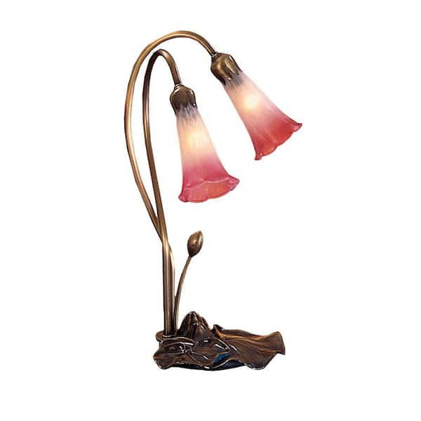 Pond Lily 16 in. Mahogany Bronze Novelty Victorian Accent Table Lamp with Green Glass Shade