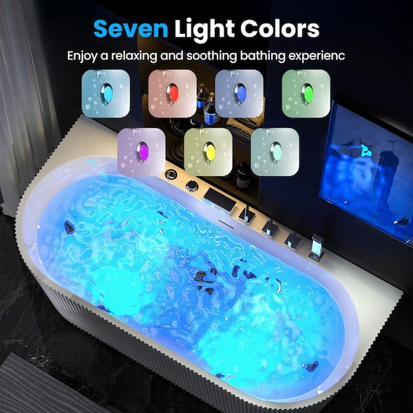 YULIKA 67 in. x 31.5 in. Freestanding Whirlpool Soaking Bathtub