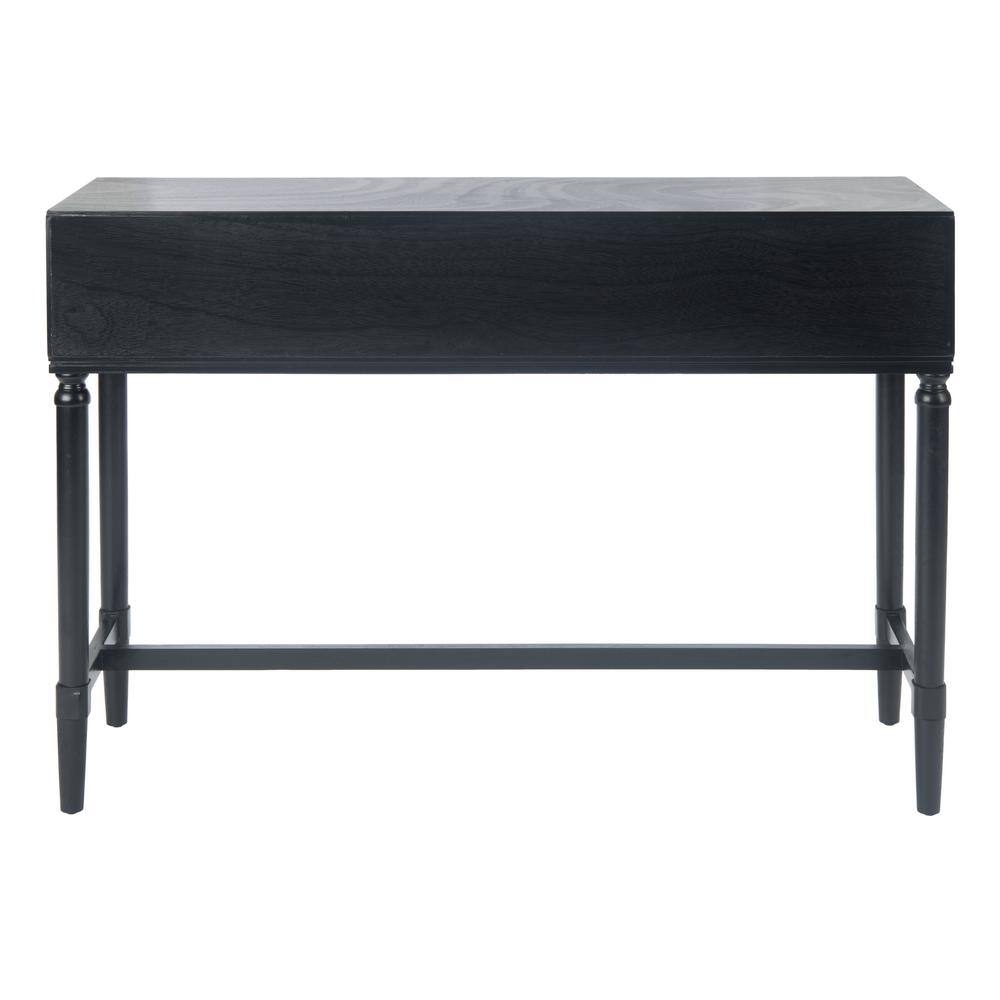 Riviera Elegance Black Wood and Metal Console Table with Storage