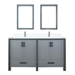 Ziva 72 in W x 22 in D Dark Grey Double Bath Vanity, Cultured Marble Top, Faucet Set and 30 in Mirrors