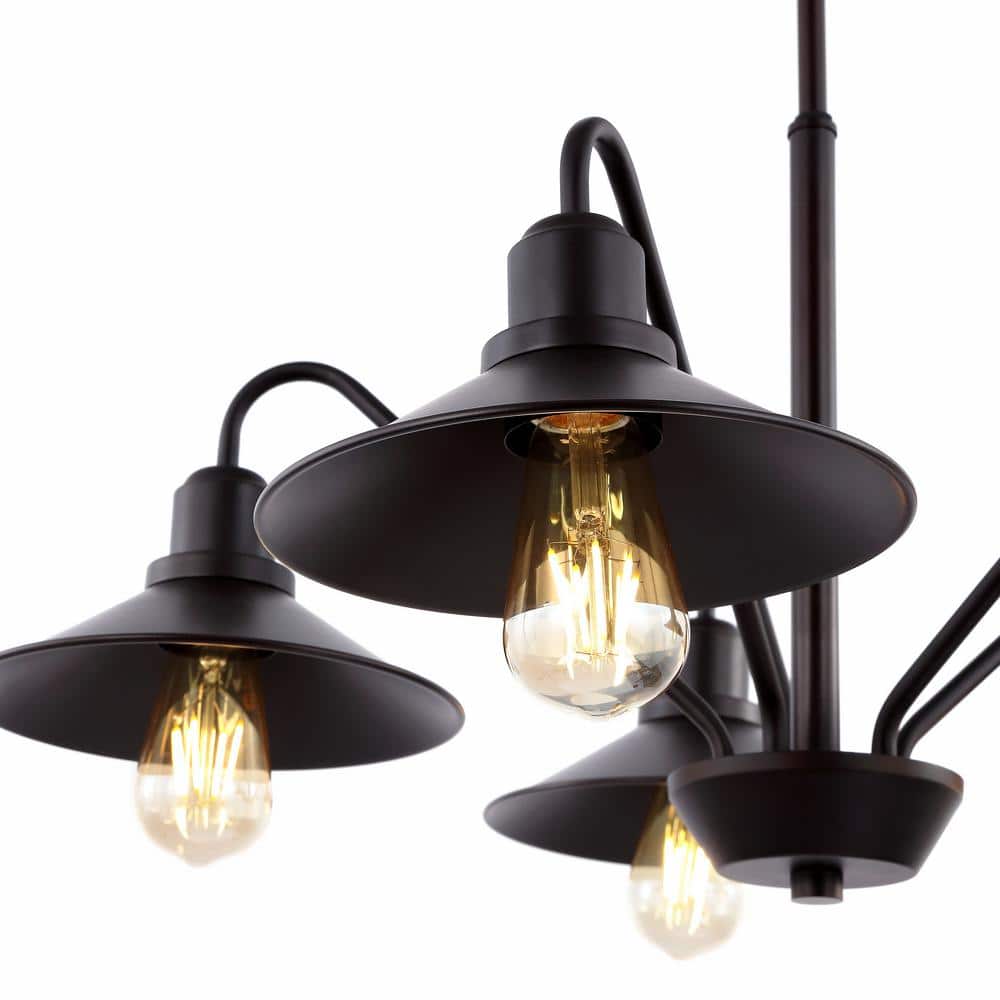Cole 27" Black Iron Farmhouse Chandelier with Triangular Shades
