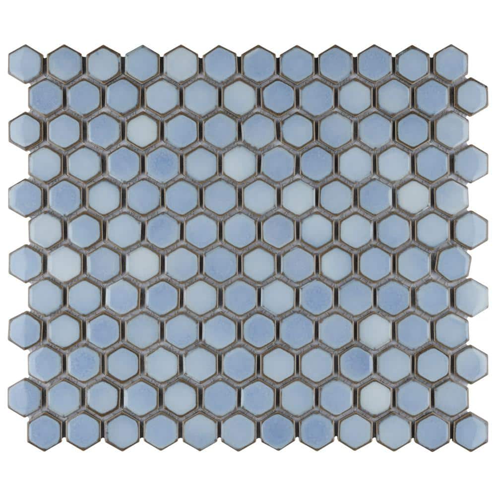 Hudson 1 in. Hex Frost Blue 11-7/8 in. x 13-1/4 in. Porcelain Mosaic Tile (11.2 sq. ft./Case) price history on PriceWatchPro
