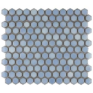 Hudson 1 in. Hex Frost Blue 11-7/8 in. x 13-1/4 in. Porcelain Mosaic Tile (11.2 sq. ft./Case)