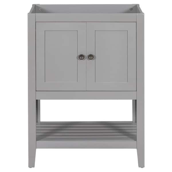 WELLFOR 24 in. W x 18 in. D x 33 in. H Bath Vanity Cabinet without Top in Gray