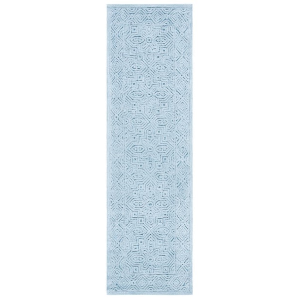 SAFAVIEH Textural Blue 2 ft. x 8 ft. Solid Color Geometric Runner Rug