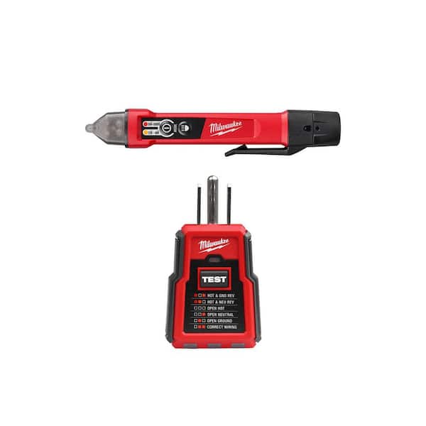Dual Range Non Contact Voltage Detector with LED 12-1000V AC and GFCI Receptacle Tester