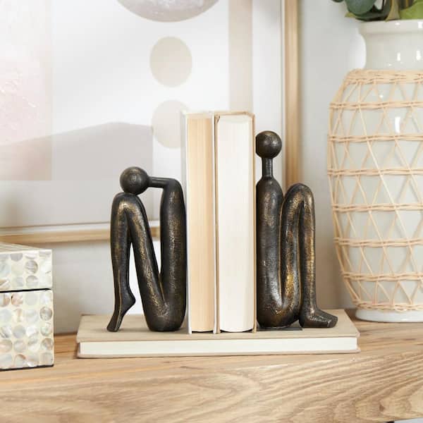 Bronze Polystone People Bookends (Set of 2)