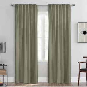 Seren Taupe Polyester Velvet 50 in. W x 95 in. L Dual Header Indoor Room Darkening Curtain (Single Panel)