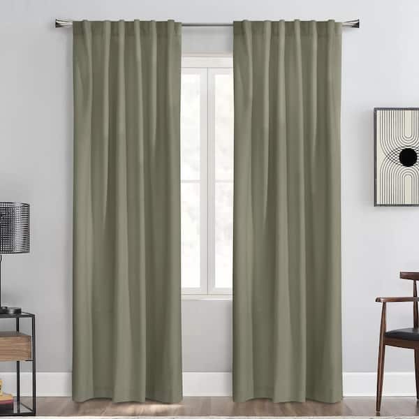 THERMALOGIC Seren Taupe Polyester Velvet 50 in. W x 95 in. L Dual Header Indoor Room Darkening Curtain (Single Panel)