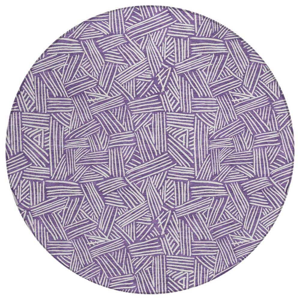 Chantille Machine Washable Indoor/Outdoor Abstract ACN2648 Purple 8 ft. x 8 ft. Round Rug price history on PriceWatchPro