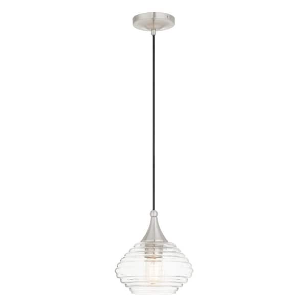 AVIANCE LIGHTING Midland 1-Light Brushed Nickel Mini Pendant with Clear Glass