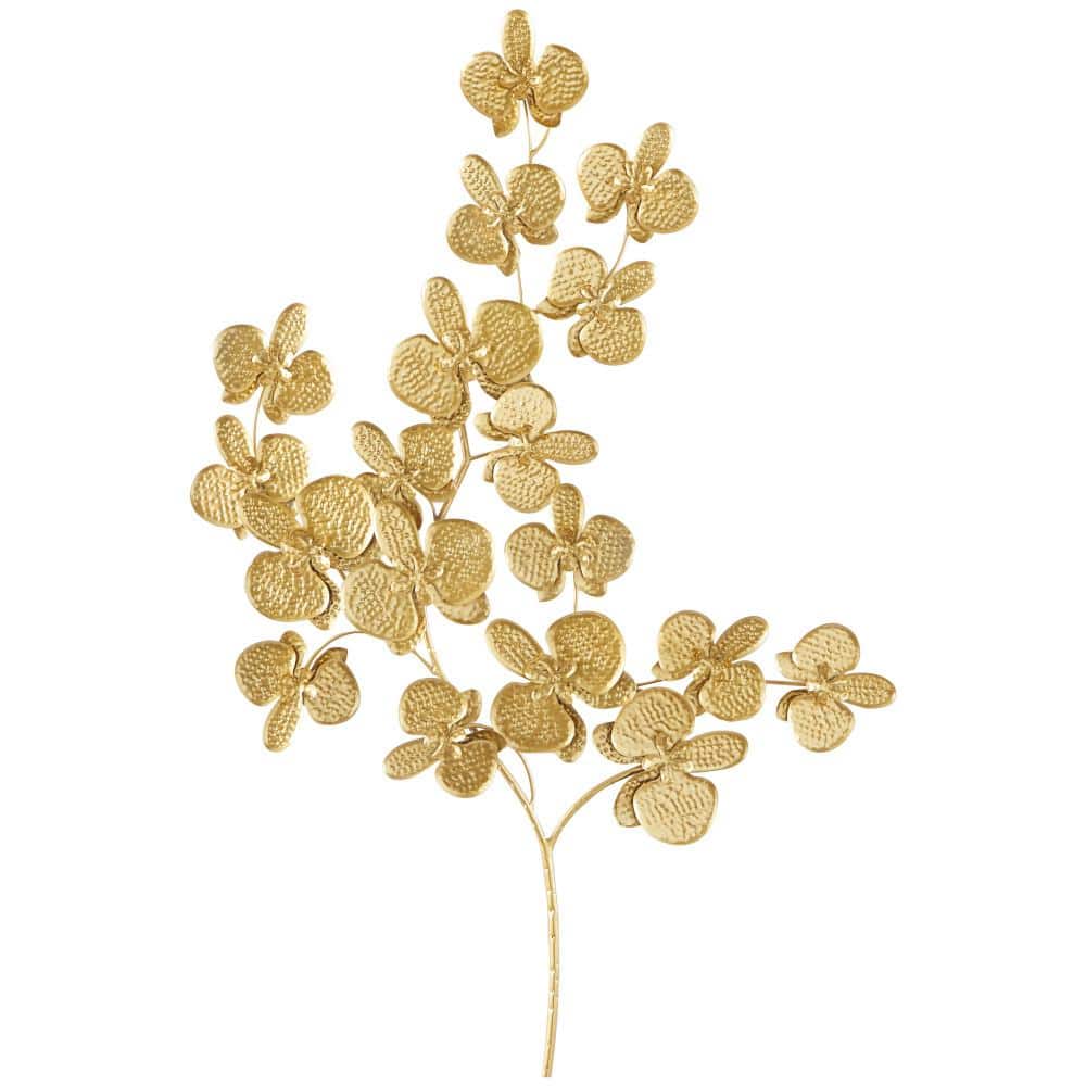 CosmoLiving by Cosmopolitan Gold Metal Orchid Floral Wall Decor 32 in