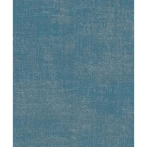Atmosphere Collection Turquoise/Silver Metallic Linen Effect Non-Pasted Non-Woven Wallpaper Roll