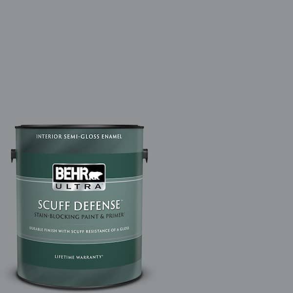 BEHR ULTRA 1 gal. #PPU26-05 Flint Gray Extra Durable Semi-Gloss Enamel Interior Paint & Primer