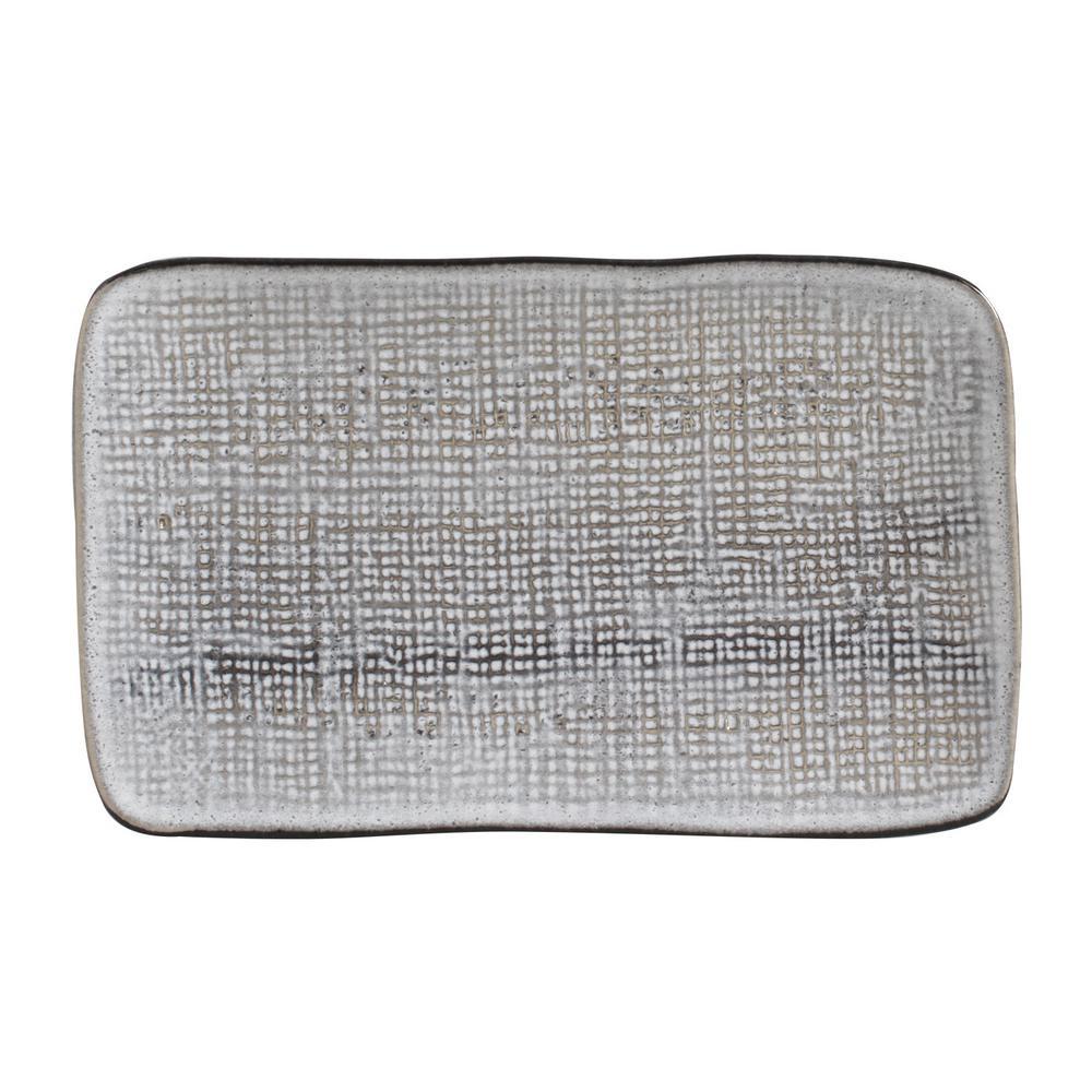 10.63 in. Dust Gray Stoneware Rectangular Platter Medium Juta (Set of 4)