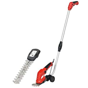 2-in-1, 13 in. Multi-Functional Cordless Grass Shear with 7.2-Volt, Telescopic Handle and Rechargeable Battery, Red